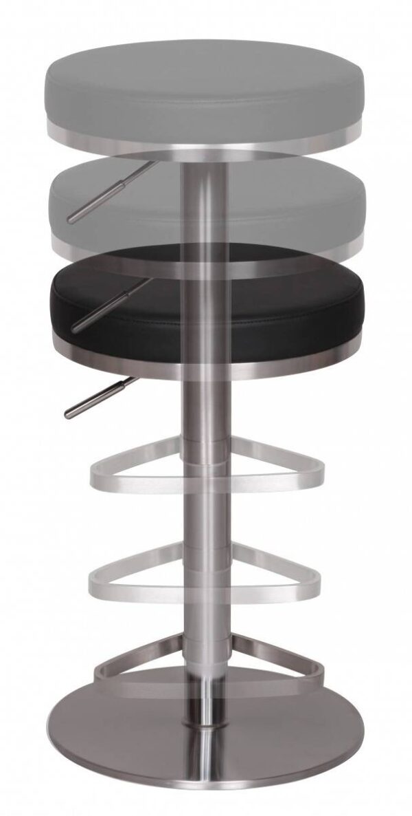 Barhocker schwarz Edelstahl Kunstleder Edelstahl – Bild 5