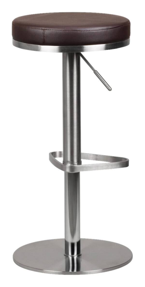 Barhocker dunkelbraun Edelstahl Kunstleder Edelstahl Barhocker dunkelbraun Edelstahl Kunstleder Edelstahl – Bild 2