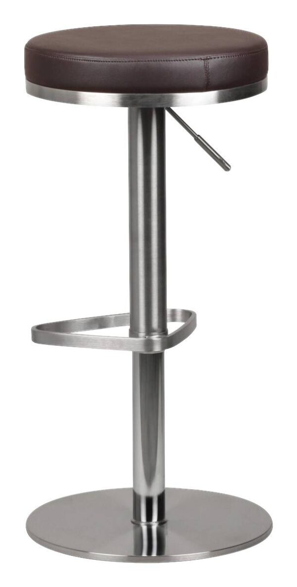 Barhocker dunkelbraun Edelstahl Kunstleder Edelstahl Barhocker dunkelbraun Edelstahl Kunstleder Edelstahl – Bild 3