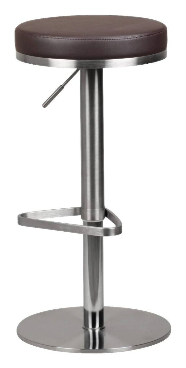 Barhocker dunkelbraun Edelstahl Kunstleder Edelstahl Barhocker dunkelbraun Edelstahl Kunstleder Edelstahl – Bild 5