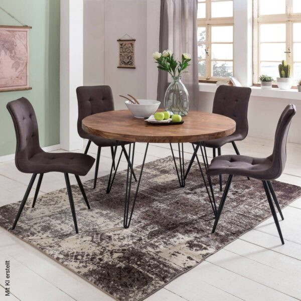 Esstisch natur schwarz matt H/D: ca. 78x120 cm – Bild 3