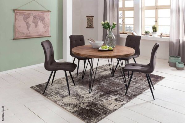 Esstisch natur schwarz matt H/D: ca. 78x120 cm – Bild 4