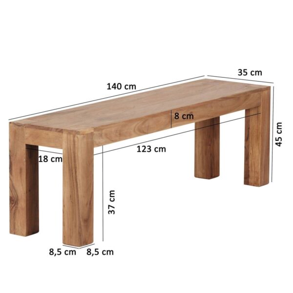Sitzbank natur Akazie B/H/T: ca. 140x45x35 cm – Bild 2