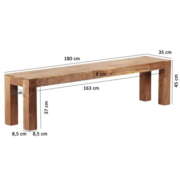 Sitzbank natur Akazie B/H/T: ca. 180x45x35 cm Sitzbank natur Akazie B/H/T: ca. 180x45x35 cm – Bild 5