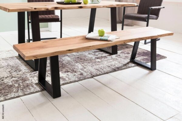 Sitzbank natur schwarz B/H/T: ca. 160x45x40 cm – Bild 3