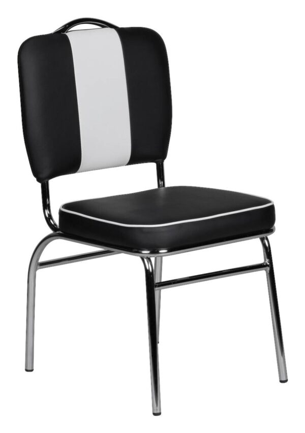 Stuhl schwarz weiß Chrom Kunstleder Metall Kunstleder B/H/T: ca. 45x90x47 cm – Bild 3