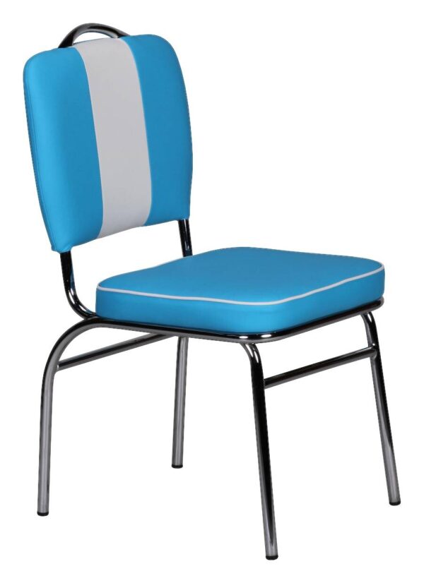 Stuhl blau weiß Kunstleder Kunstleder B/H/T: ca. 47x90x45 cm – Bild 4