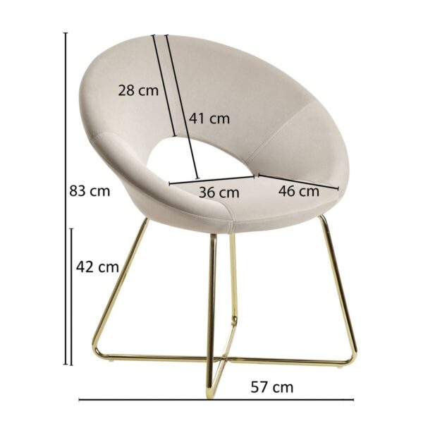 Stuhl beige Samt B/H/T: ca. 57x83x60 cm – Bild 2