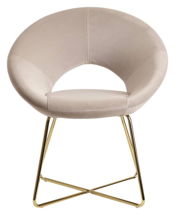 Stuhl beige Samt B/H/T: ca. 57x83x60 cm – Bild 3