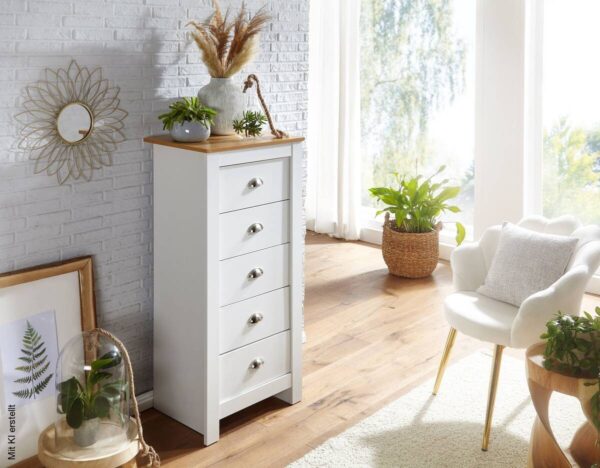 Kommode natur weiß Alu B/H/T: ca. 53x114x39 cm – Bild 3