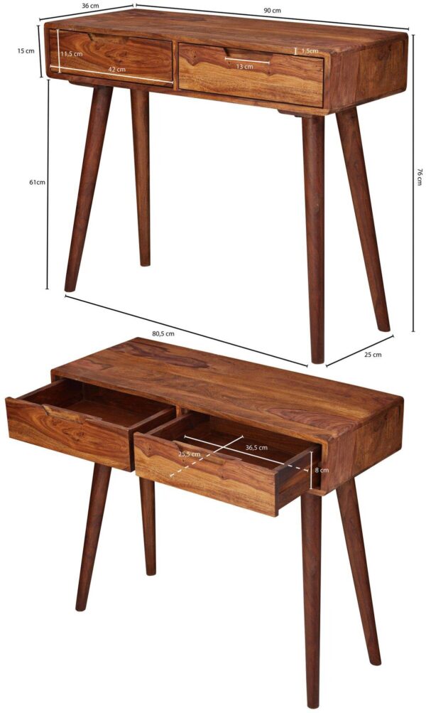 Konsolentisch natur Echtholz B/H/T: ca. 90x76x36 cm – Bild 4