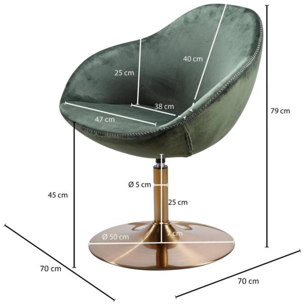 Wohnling Sessel grün gold Stoff Eisen B/H/T: ca. 70x79x70 cm – Bild 2