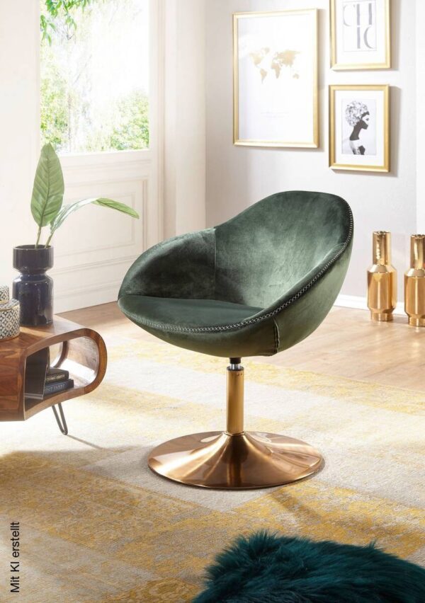 Wohnling Sessel grün gold Stoff Eisen B/H/T: ca. 70x79x70 cm – Bild 4
