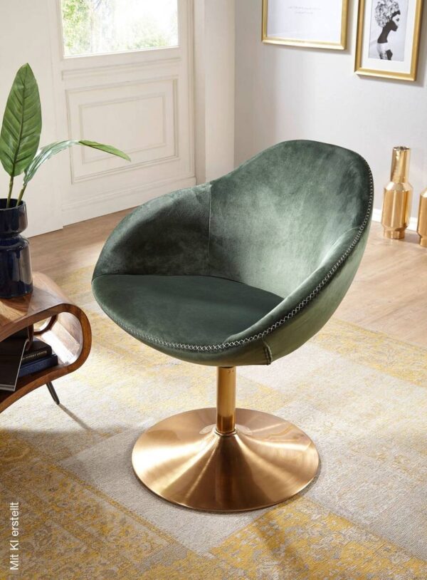 Wohnling Sessel grün gold Stoff Eisen B/H/T: ca. 70x79x70 cm – Bild 5