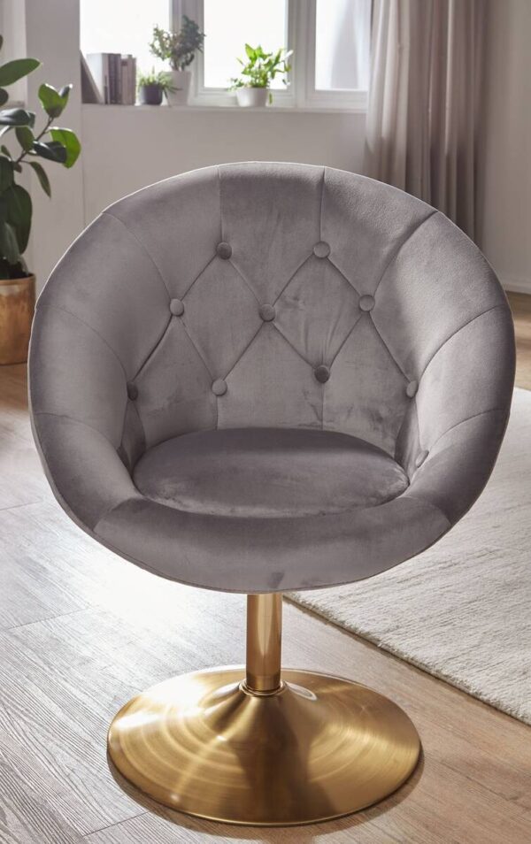 Wohnling Sessel grau gold Stoff Eisen – Bild 2