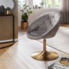 Wohnling Sessel grau gold Stoff Eisen – Bild 5