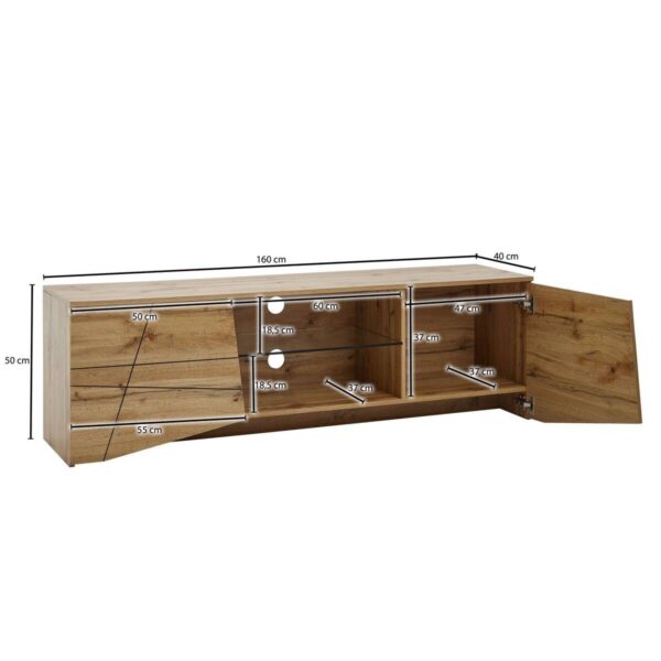 Lowboard Eiche Nachbildung glasklar B/H/T: ca. 160x50x40 cm – Bild 2