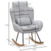 Stuhl hellgrau natur Polyester Echtholz B/H/T: ca. 75x110x88,5 cm – Bild 5