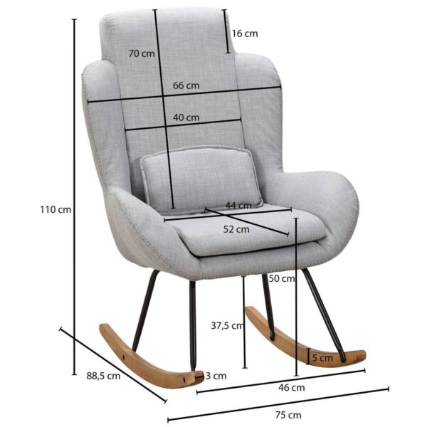 Stuhl hellgrau natur Polyester Echtholz B/H/T: ca. 75x110x88,5 cm – Bild 5