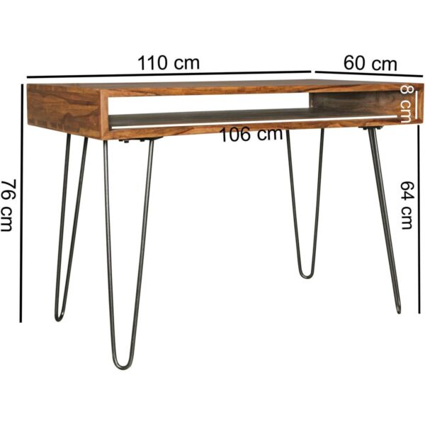 Schreibtisch natur schwarz matt B/H/T: ca. 110x76x60 cm – Bild 3