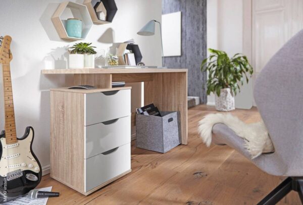 Schreibtisch Eiche Sonoma Nachbildung weiß B/H/T: ca. 120x76x53 cm Schreibtisch Eiche Sonoma Nachbildung weiß B/H/T: ca. 120x76x53 cm – Bild 5