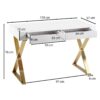 Schreibtisch weiß Lack Hochglanz gold lackiert B/H/T: ca. 118x76x57 cm – Bild 2