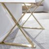 Schreibtisch weiß Lack Hochglanz gold lackiert B/H/T: ca. 118x76x57 cm – Bild 4