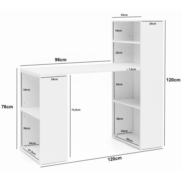 Schreibtisch weiß B/H/T: ca. 50x120x120 cm – Bild 3