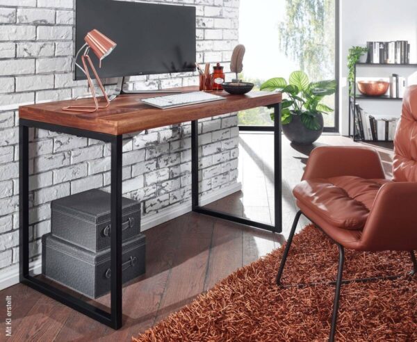Schreibtisch natur schwarz pulverbeschichtet B/H/T: ca. 117x76,5x59 cm – Bild 4
