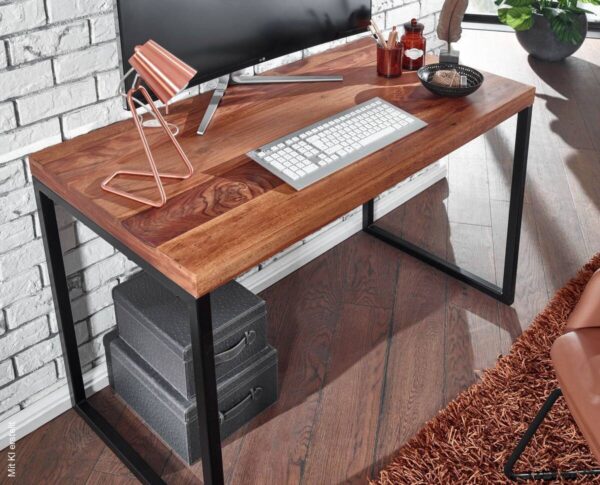 Schreibtisch natur schwarz pulverbeschichtet B/H/T: ca. 117x76,5x59 cm – Bild 5