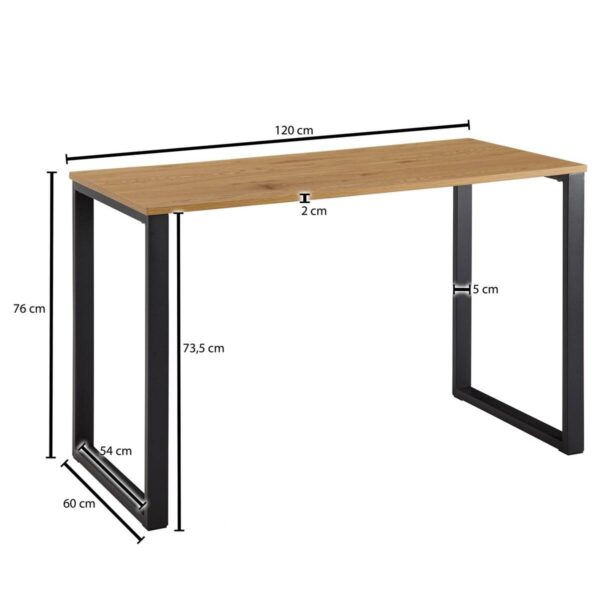 Schreibtisch Eiche Nachbildung schwarz pulverbeschichtet B/H/T: ca. 120x76x60 cm – Bild 3