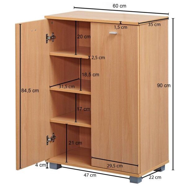 Schuhschrank buche Nachbildung silber B/H/T: ca. 60x90x35 cm – Bild 2