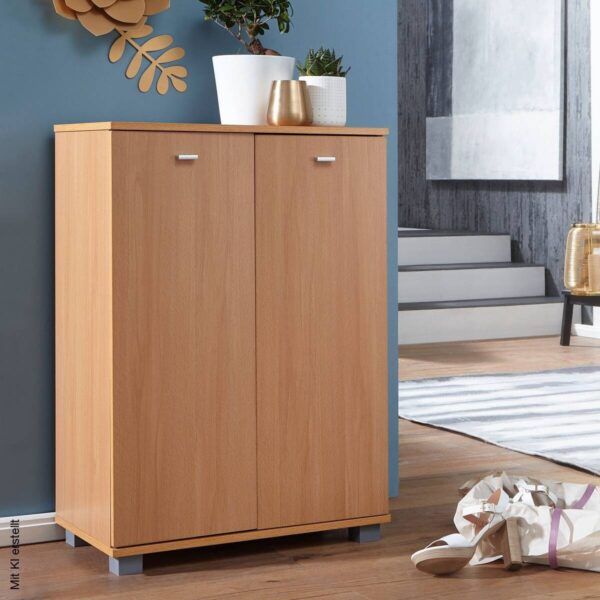 Schuhschrank buche Nachbildung silber B/H/T: ca. 60x90x35 cm – Bild 5