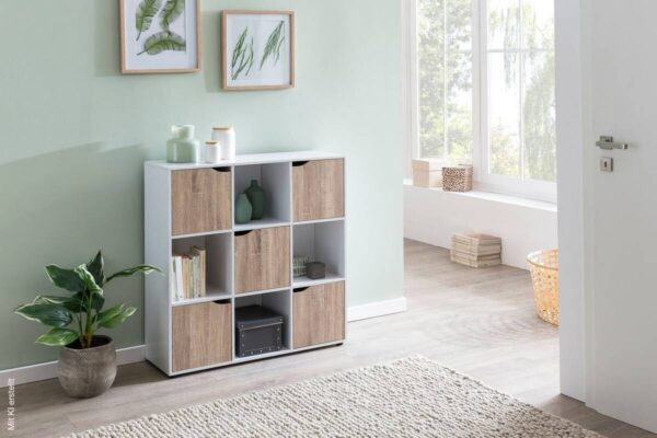 Sideboard weiß Eiche Sonoma Nachbildung B/H/T: ca. 89x91x29 cm Sideboard weiß Eiche Sonoma Nachbildung B/H/T: ca. 89x91x29 cm – Bild 2
