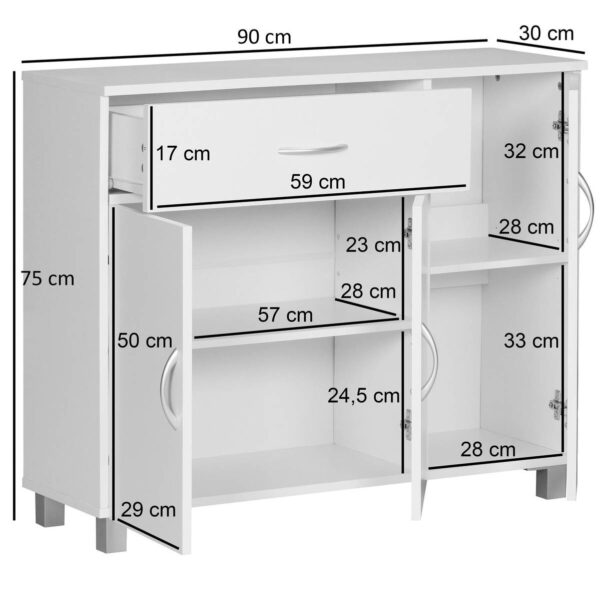 Sideboard weiß silber B/H/T: ca. 90x75x30 cm – Bild 2
