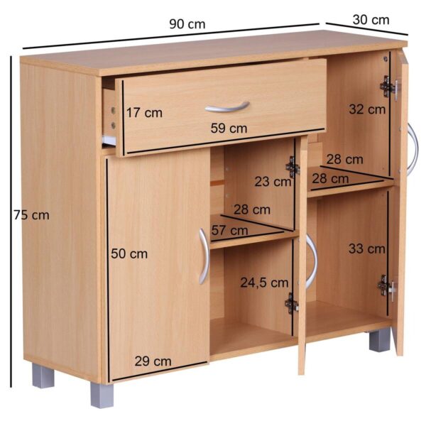 Sideboard buche Nachbildung silber B/H/T: ca. 90x75x30 cm – Bild 2