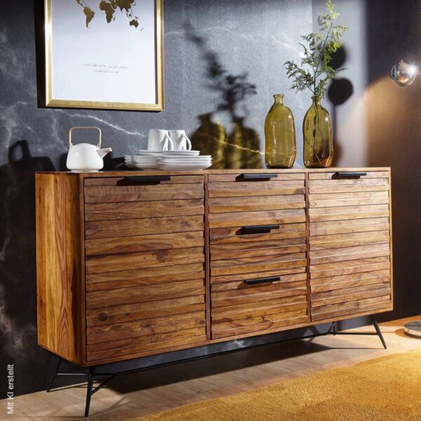 Sideboard natur schwarz B/H/T: ca. 160x88x40 cm – Bild 4