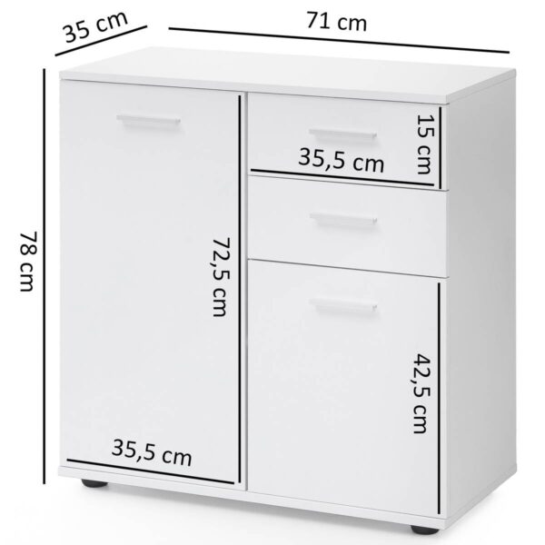 Sideboard weiß B/H/T: ca. 71x78x35,5 cm – Bild 3