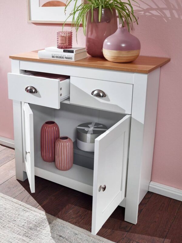 Sideboard weiß buche Nachbildung Alu B/H/T: ca. 79x81x34,5 cm – Bild 2