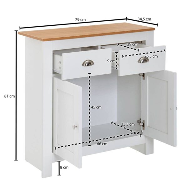 Sideboard weiß buche Nachbildung Alu B/H/T: ca. 79x81x34,5 cm – Bild 3