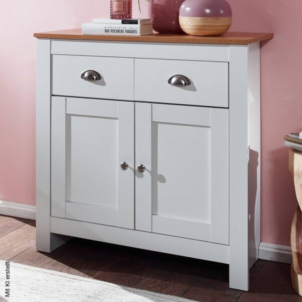 Sideboard weiß buche Nachbildung Alu B/H/T: ca. 79x81x34,5 cm – Bild 4
