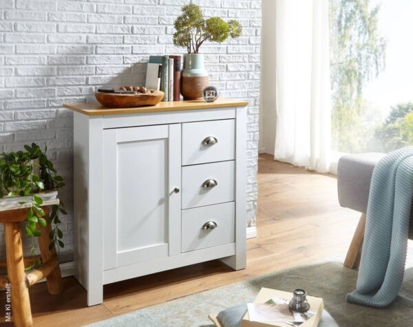 Sideboard weiß natur B/H/T: ca. 79x81x35 cm – Bild 2