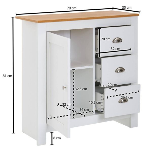 Sideboard weiß natur B/H/T: ca. 79x81x35 cm – Bild 3