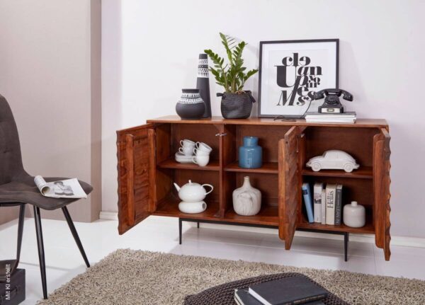 Sideboard natur beschichtet schwarz lackiert B/H/T: ca. 150x81x41 cm – Bild 3