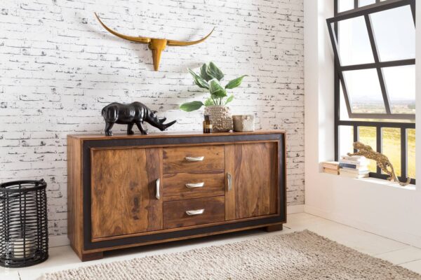 Sideboard natur schwarz B/H/T: ca. 160x80x44 cm – Bild 5