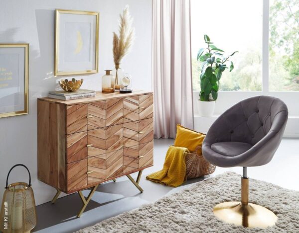 Sideboard natur gold B/H/T: ca. 90x86,5x40 cm – Bild 5