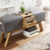 Wohnling Sitzbank grau natur Stoff Echtholz B/H/T: ca. 120x56x30 cm Wohnling Sitzbank grau natur Stoff Echtholz B/H/T: ca. 120x56x30 cm – Bild 2