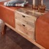 Wohnling Sitzbank braun natur Leder Echtholz B/H/T: ca. 120x56x30 cm – Bild 2