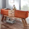 Wohnling Sitzbank braun natur Leder Echtholz B/H/T: ca. 120x56x30 cm – Bild 4