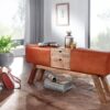 Wohnling Sitzbank braun natur Leder Echtholz B/H/T: ca. 120x56x30 cm – Bild 5